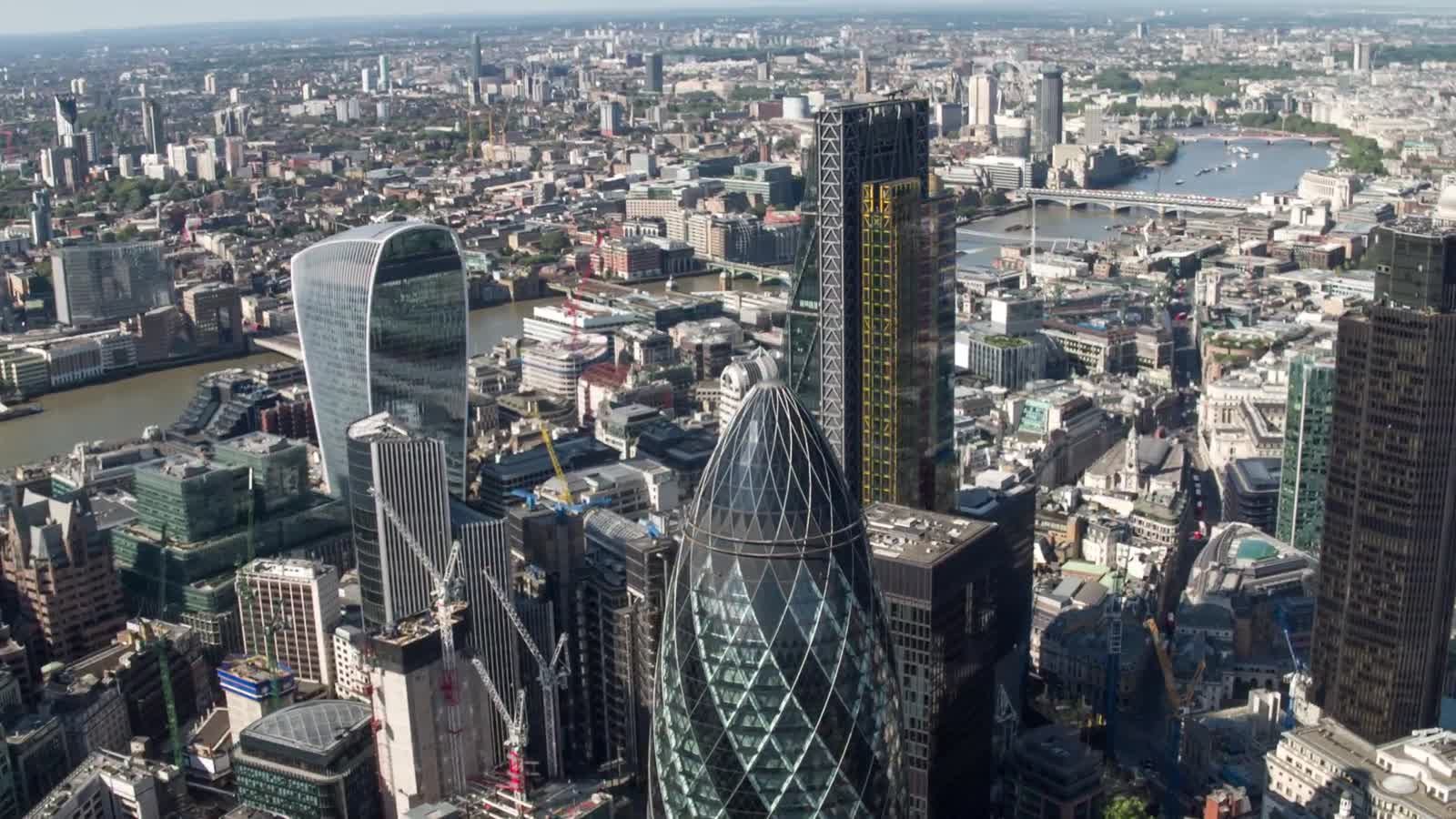 Aerial view of a global financial capital